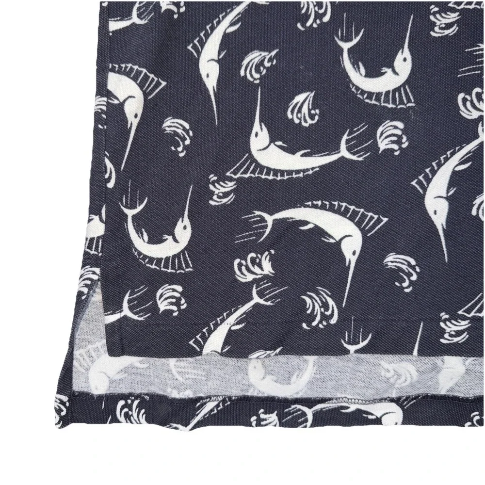 Polo Sport Ralph Lauren Mens 2XL Cotton Swordfish Marlin Print Polo Shirt Navy‎